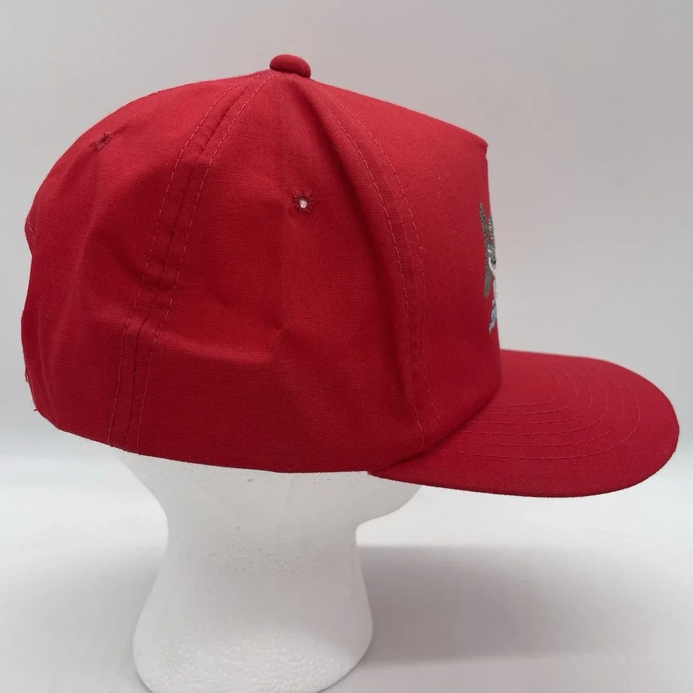 NEW Vintage Bass Hat‎ Cap SnapBack Red Trucker Embroidered Fishing Made In USA